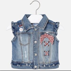 Mayoral Denim Girls Sleeveless Vest, Size 4